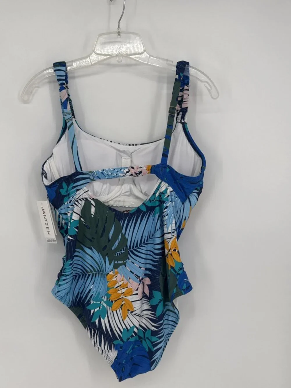 New Jantzen Size 10 Jolie One-Piece Blue Palm Floral Bathing suit Swim Suit NWT